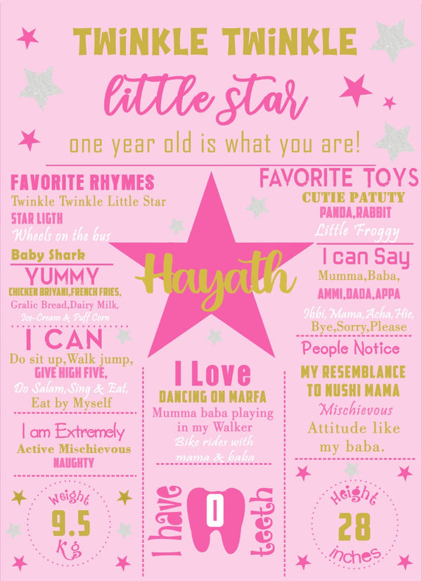 Twinkle Twinkle Little Star Theme Customized Milestone Board