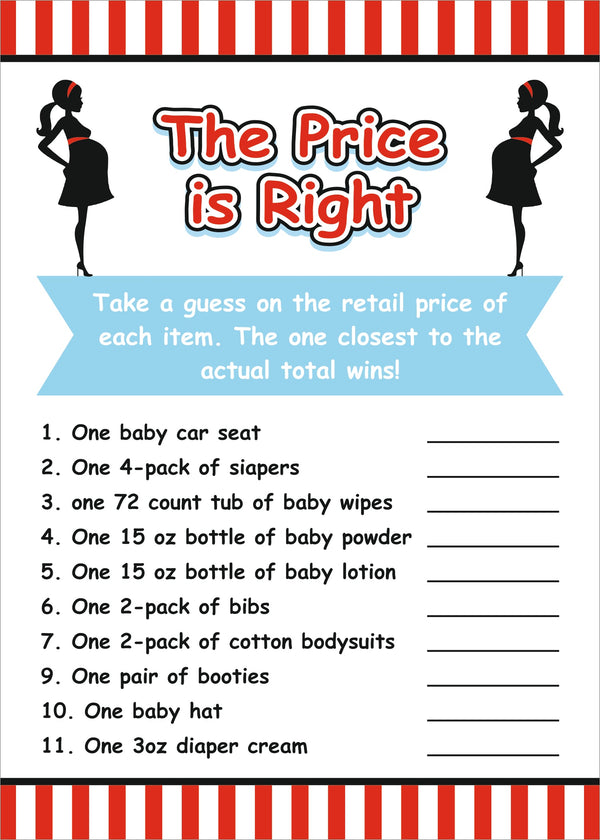 Baby Shower Game (The Price Is Right) (Pack Of 10)