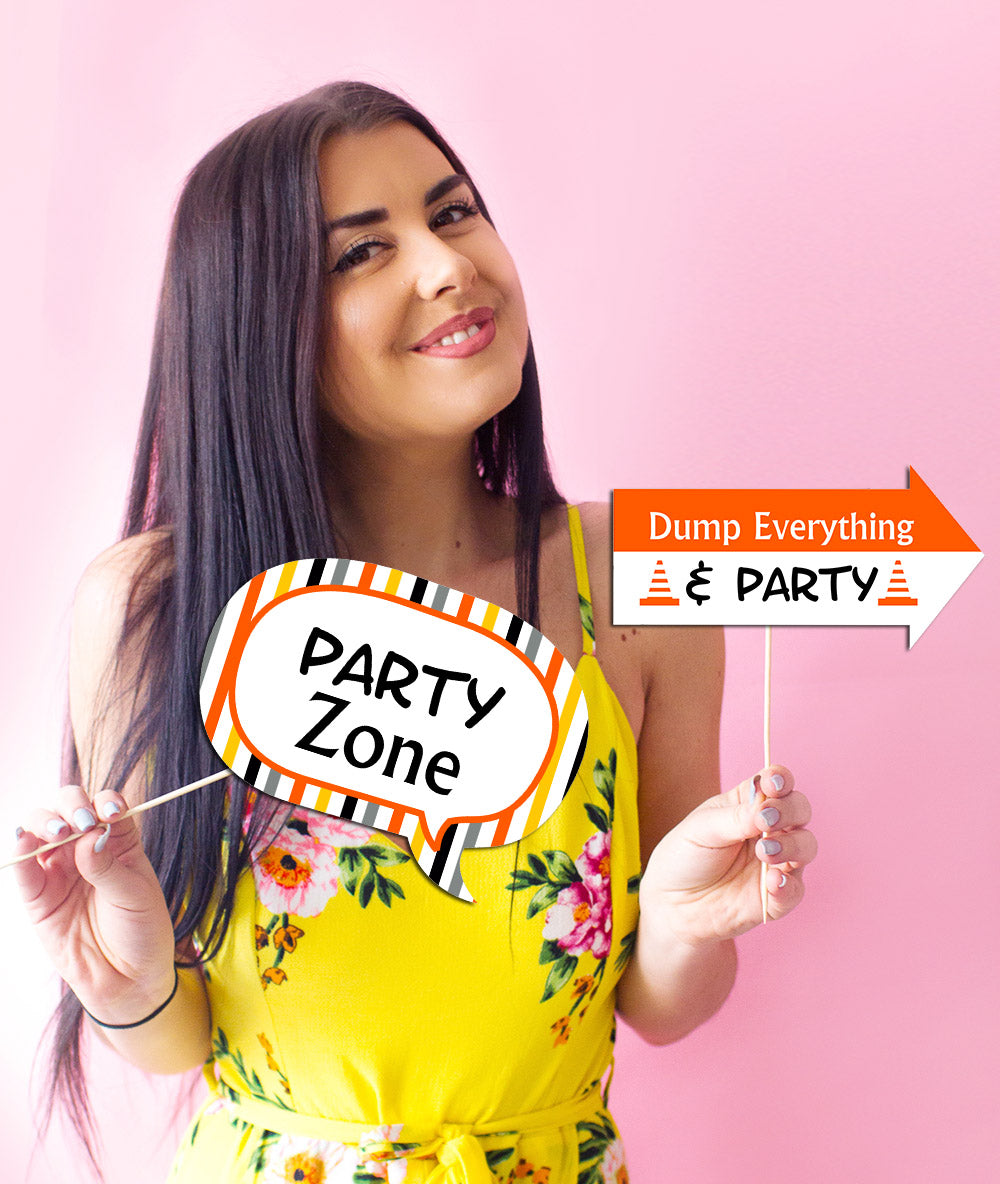 Construction Birthday Party Photo Props Kit