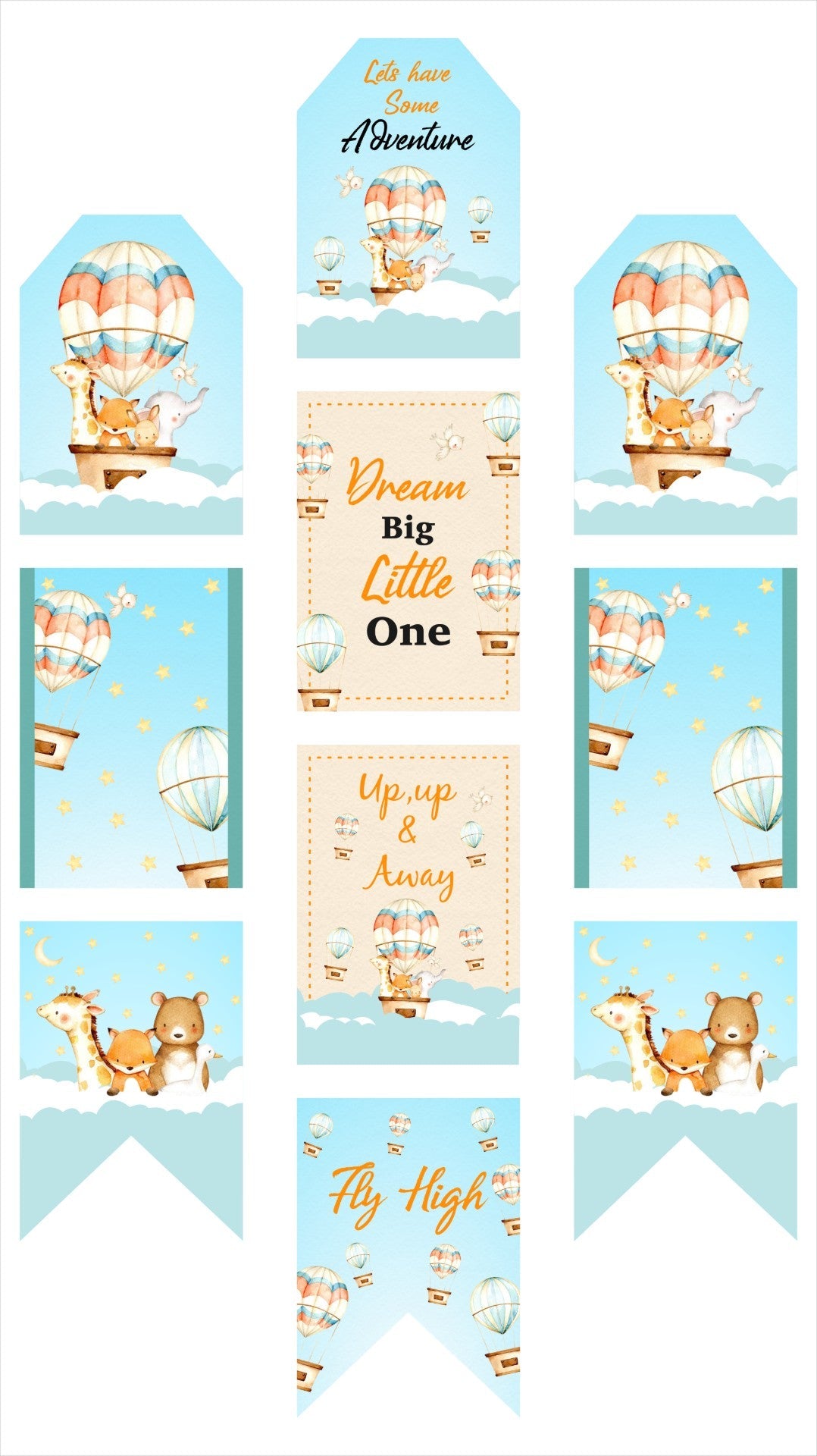 Hot Air Theme Birthday Paper Door Banner or for Wall Decoration.