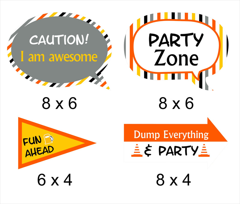 Construction Birthday Party Photo Props Kit