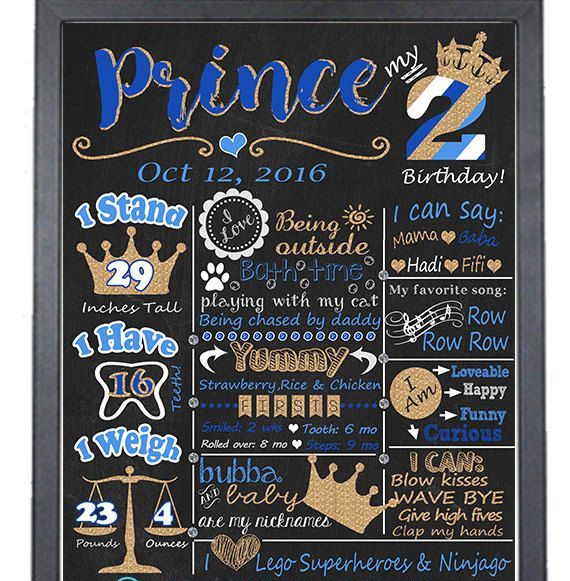 Prince Theme Customized Milestone Sign/Board for Kids Birthday Party