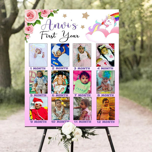Unicorn Customized Milestone Board for Kids Birthday Party