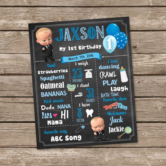 Boss Baby Theme Customized Milestone Board for Kids Birthday Party