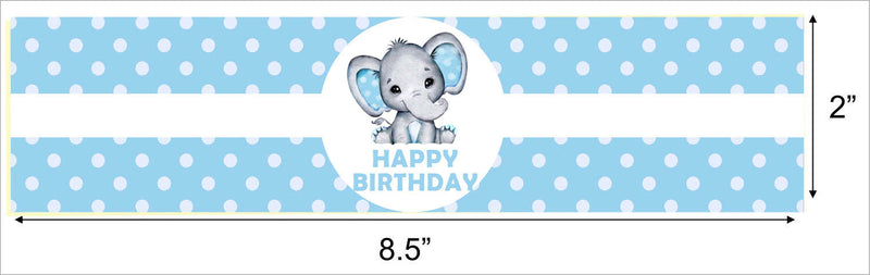 Baby Elephant Theme Birthday Party Water Bottle Labels