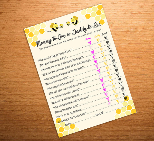 "What It Will Bee" Theme Baby Shower Games - Pack Of 10